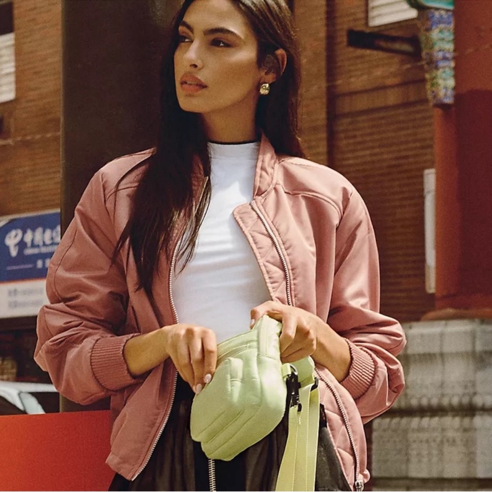 Anthropologie Dusty Pink Bomber Jacket Like New - Picture 2 of 6